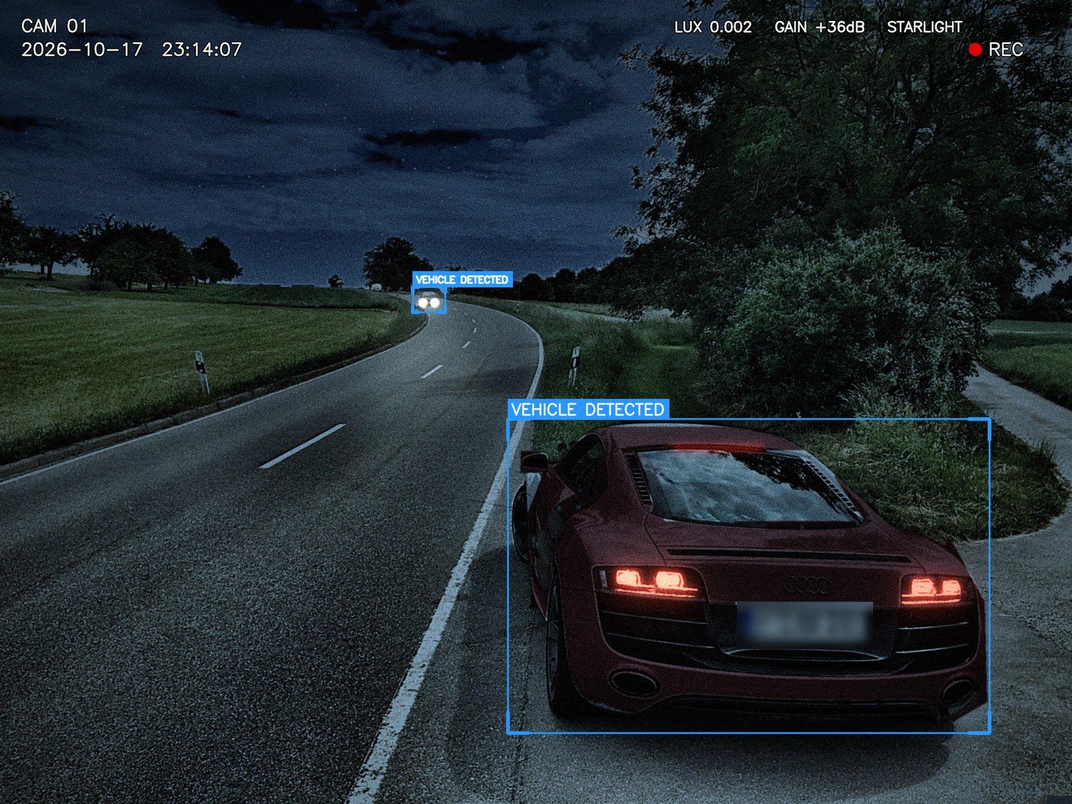 Same camera view in full colour, illustrating SAMS's colour night vision approach